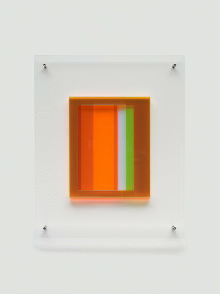 Antje Blumenstein, four layers P13, 2024, fluorescent acrylic glass, 35 x 30 x 2cm / LE NOUVEAU BIEDERMEIER / TICK TACK