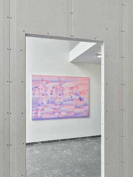 Eddie Peake Soliloquy of the Glabrous Outraged, 2023 Oil on acrylic-primed aluminium 130 × 180 cm