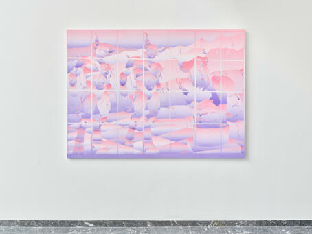 Eddie Peake, Soliloquy of the Glabrous Outraged, 2023 Oil on acrylic-primed aluminium 130 × 180 cm