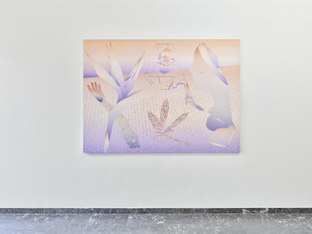 Eddie Peake, The Dinner Table, 2025, Oil on acrylic primed aluminium 130 × 180 cm