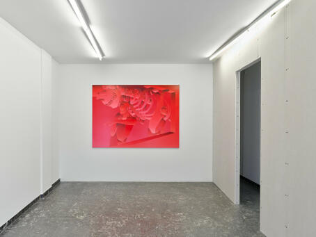 Eddie Peake Death Rattle, 2025 Oil on acrylic-primed aluminium 130 × 180 cm