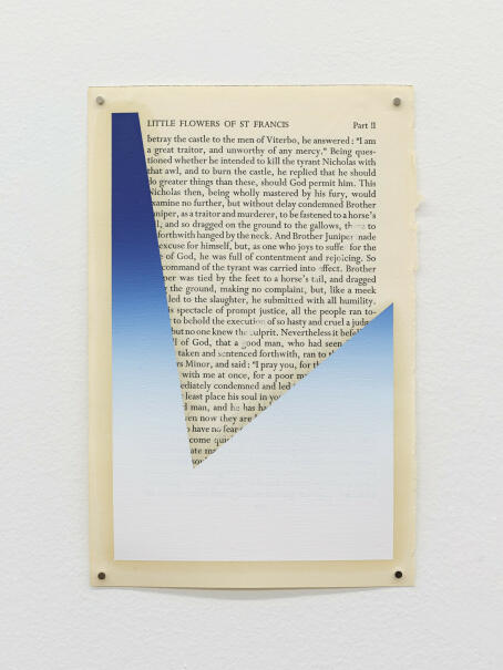 Eddie Peake Kill The Tyrant, 2025 oil on book page 20 × 13cm, FOURTH WALL DEATH RATTLE, TICK TACK