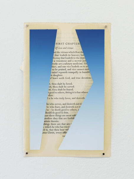 Eddie Peake, Venomous, 2025 oil on book page 20 × 13cm, FOURTH WALL DEATH RATTLE, TICK TACK