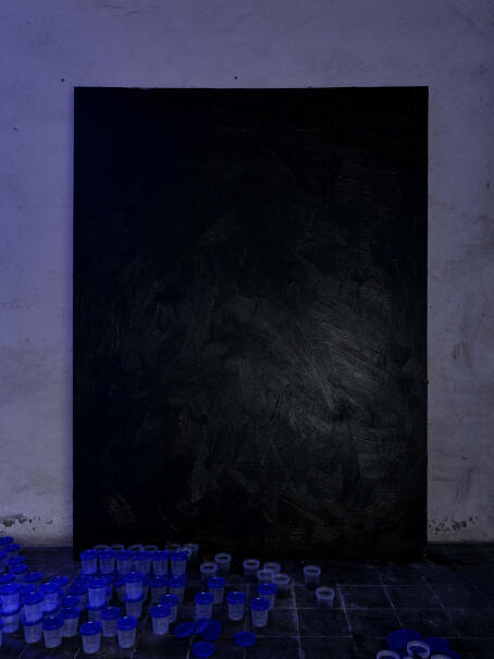 Allen-Golder Carpenter - At night the ocean is still there, 2025 Acrylic and ash on canvas 200 × 150 cm - TICK TACK
