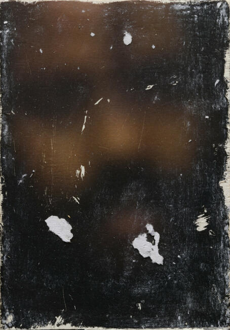 Allen-Golder Carpenter - Untitled (Mumia Abu-Jamal) 4, 2025 Acrylic gel, ink & paper on wooden panel 29,7 × 21 cm - Courtesy TICK TACK