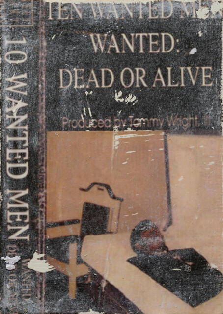 Allen-Golder Carpenter - Dead or alive (Ten Wanted Men Study #2), 2025 Acrylic gel, ink & paper on wooden panel 29,7 × 21 cm - Courtesy TICK TACK