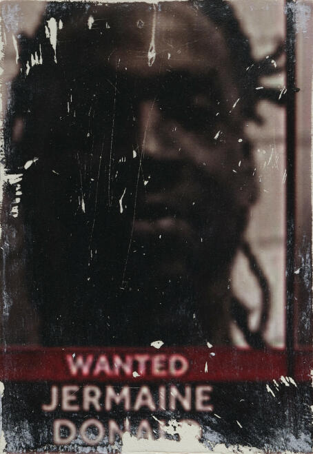 Allen-Golder Carpenter - Wanted man #4, 2025 Acrylic gel, ink & paper on wooden panel 29,7 × 21 cm - Courtesy TICK TACK