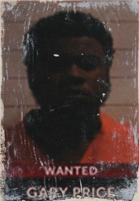 Allen-Golder Carpenter - Wanted man #5, 2025 Acrylic gel, ink & paper on wooden panel 29,7 × 21 cm - Courtesy TICK TACK