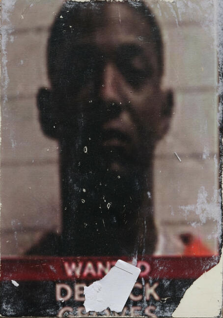 Allen-Golder Carpenter - Wanted man #6, 2025 Acrylic gel, ink & paper on wooden panel 29,7 × 21 cm - Courtesy TICK TACK
