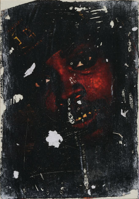 Allen-Golder Carpenter - la chat study #4. , 2025 Acrylic gel, ink & paper on wooden panel 29,7 × 21 cm - Courtesy TICK TACK