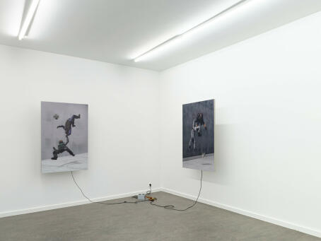 Brennan Wojtyla, de_football, de_handball, 2025, UV-Print on aluminum, CPU fan, 120 x 80 x 3 cm, LAN, TICK TACK