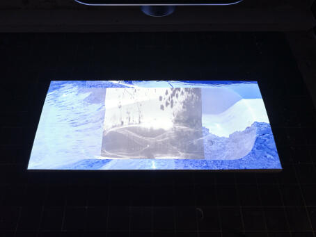 Dima Srouji, A Crack in the Water Followed by Return, 2024, Video projection, acrylic bathtub 60 x 76 x 170 cm