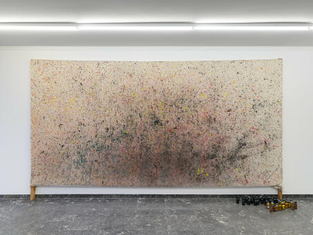 Khaled Jarrar, And some pain will come, 2023, Acrylic on canvas, 223 x 400 cm