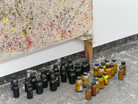 Khaled Jarrar, And some pain will come, 2023, Acrylic on canvas, 223 x 400 cm