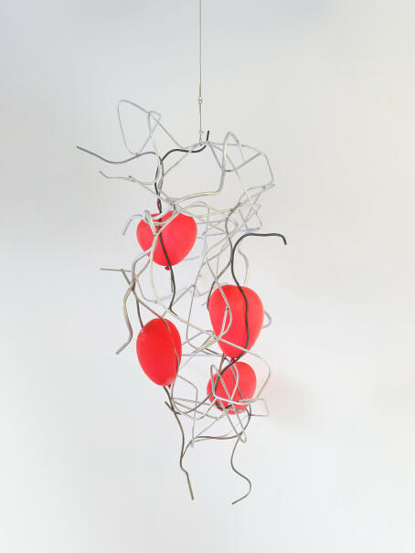 Hannah Perry, Hesitation, 2026, steel, resin, latex, aluminium, 170 x 100 x 95 cm