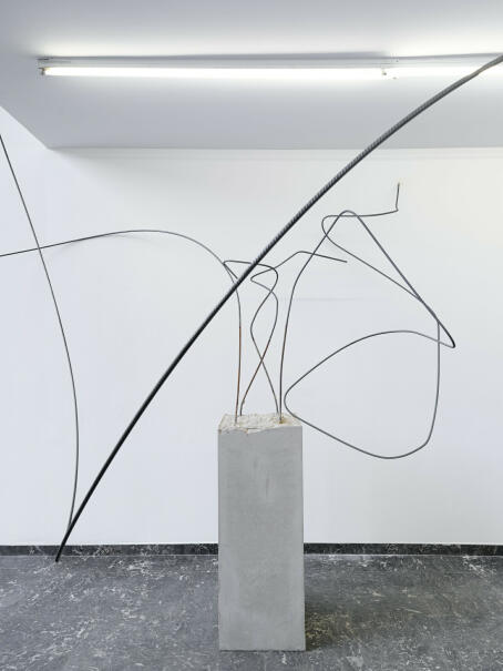 Hannah Perry, Rogue Aggregate, 2026, concrete, rebar dimensions variable (spirals variable), individual plinth sizes