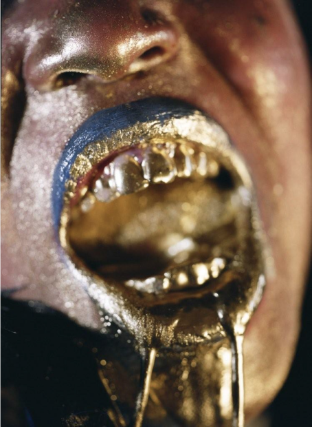 Marilyn Minter, Wangechi Gold #3, 2009, C-print, 218.4 x 152.4 cm. Courtesy the artist and Salon94, New York. © Marilyn Minter