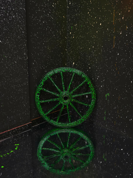 Anselm Reyle, Wheel, 2008, found object, crinkle lacquer / DISORDER / TICK TACK