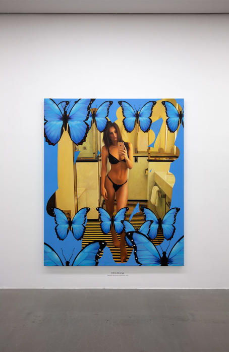 Chris Drange - Emrata with Butterflies - 2019 - Oil on canvas - 230 x 190 cm, Mdbk Leipzich, 2019