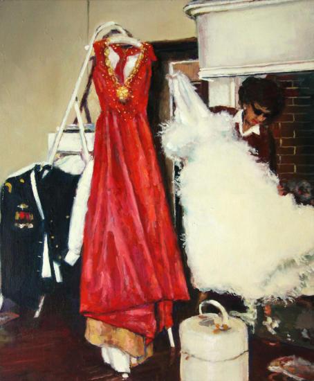 Christoph Blawert - Das rote Kleid - 2021 - oil on canvas - 69x57cm