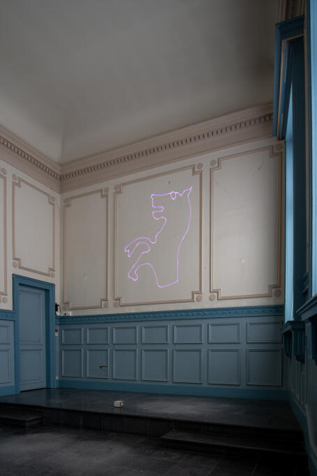 Claudia Pagès Rabal, Watermarks: Towers, Castles, Dogs, and Laia, 2025, installation view at Contour Biennale 11, TACK TICK, 5 September–1 November 2026, Mechelen (BE). Courtesy of the artist and Contour Biennale. Photo: Filip Claessens.