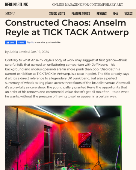 BerlinArtLink: "Constructed Chaos: Anselm Reyle at TICK TACK Antwerp"