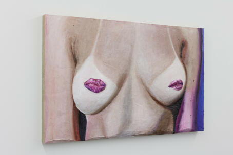 Gina Beavers - Lip Breasts - 2022 - Acrylic on linen on panel - 61,95 x 96,82 cm