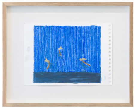 Guy Van Bossche - 3 Bijlen in Gordijn - 2020 - Tempera on paper - 35 x 43,5 cm (framed)