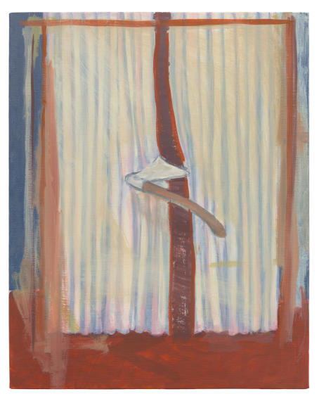 Guy Van Bossche - Bijl in Gordijn 2 - 2019 - Oil on canvas - 59,7 x 47,6 cm - Courtesy Mulier Mulier Gallery