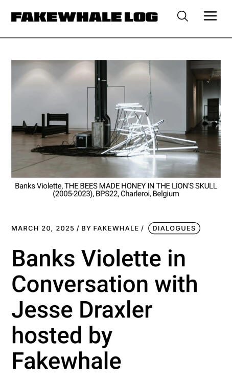 Banks Violette in Conversation with Jesse Draxler hosted by Fakewhale