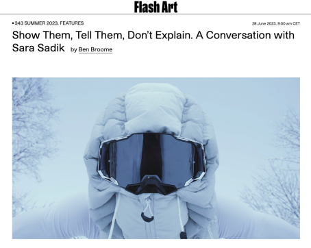 A Conversation with Sara Sadik by Flash Art