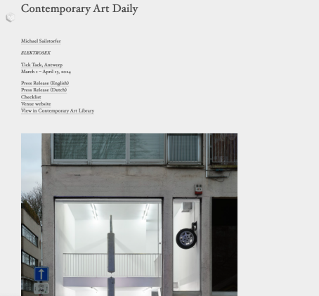 Contemporary Art Daily listed ELEKTROSEX
