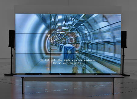 Metahaven, Capture, 2022. single-channel, color and sound, 40 min. Installation view at Kunsthalle Mainz, 2023