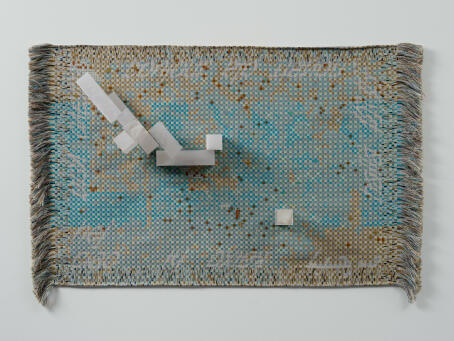 METAHAVEN - Large Language Model I, 2023, jacquard weaving with epoxy structure, 48 x 78 cm