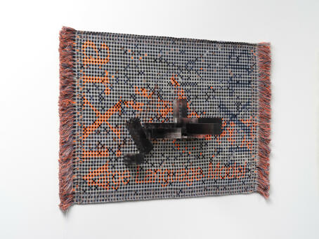 METAHAVEN - Large Language Model II (ArXiv), 2023, jacquard weaving with epoxy structure, 48 x 78 cm
