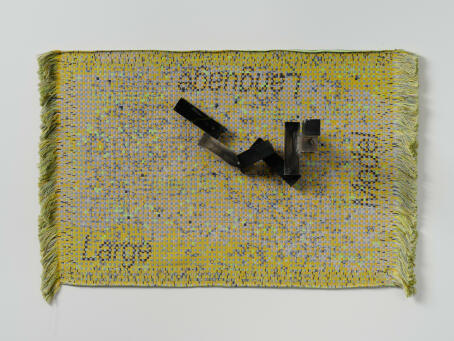 METAHAVEN, Large Language Model III, 2023 jacquard weaving with epoxy structure, 48 x 78 cm