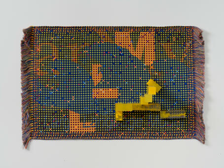 METAHAVEN, Large Language Model IV, 2023 jacquard weaving with epoxy structure, 48 x 78 cm