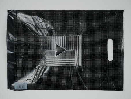 METAHAVEN, Playhead [Arrows I], 2020 embroidery on plastic bags 32 x 48 cm