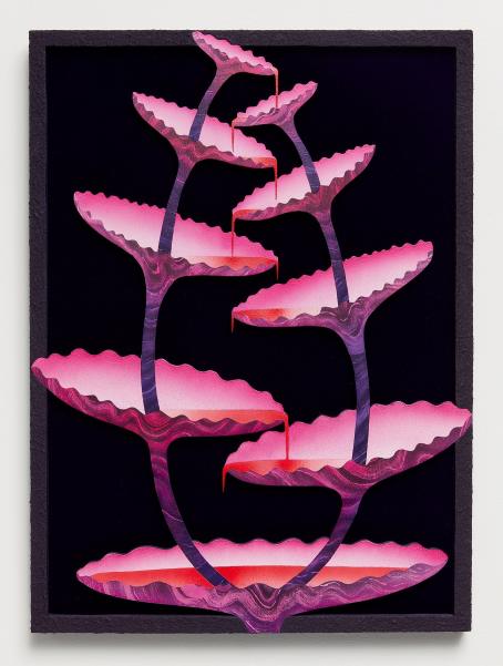 Mevlana Lipp - Beginning - 2020 - Wood, velvet, acrylic colour, ink, sand - 45 x 33 cm
