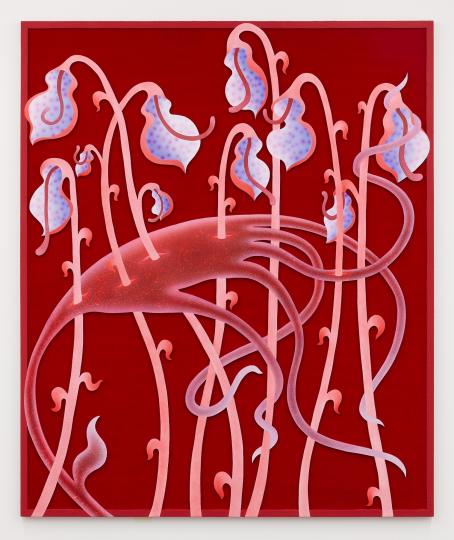 Mevlana Lipp - Laceleaf - 2020 - Wood, velvet, acrylic colour, ink, sand - 180 x 150 cm