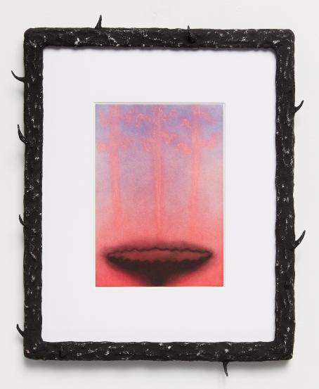 Mevlana Lipp - Spears - 2020 -Pastell and ink on paper, museum glass and hand-sculpted plastic frame