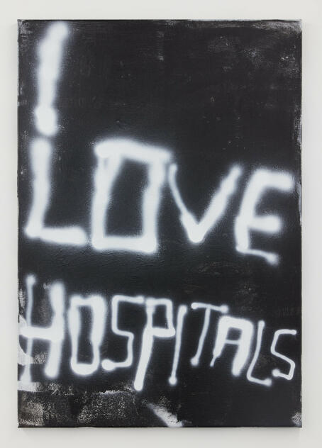 Richie Culver - Hospitals - 2022 - Acrylic and lacquer on canvas - 100 x 70 cm