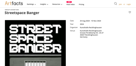 ArtFacts announcing STREET SPACE BANGER