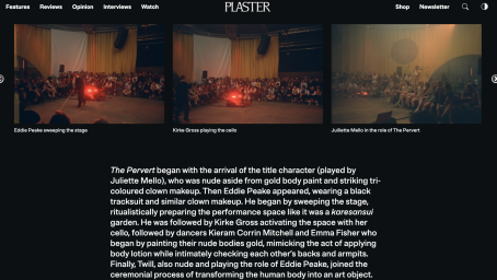 PLASTER MAGAZINE about The Pervert, Eddie Peake's performance at HORST 2025