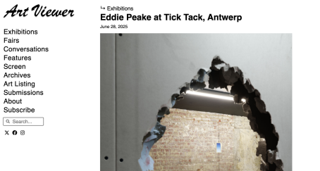 ArtViewer featuring Eddie Peake's solo show in TICK TACK