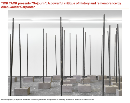 ArtDaily announcing Sojourn in TICK TACK