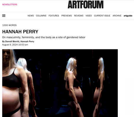 Hannah Perry on masculinity, femininity, and the body as a site of gendered labor for ArtForum