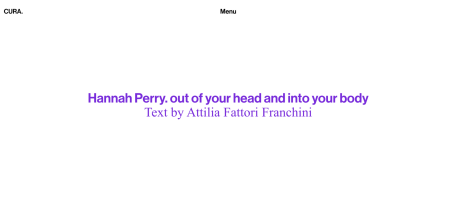 CURA: 'Hannah Perry. out of your head and into your body'