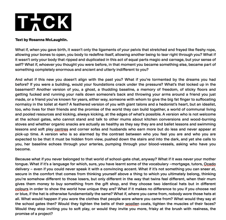 Exhibition text by Rosanna McLaughlin