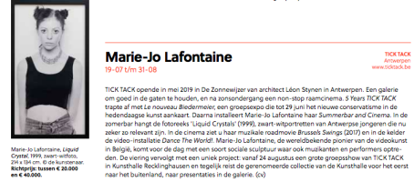 COLLECT announcing solo-show by Marie-Jo Lafontaine (Dutch)